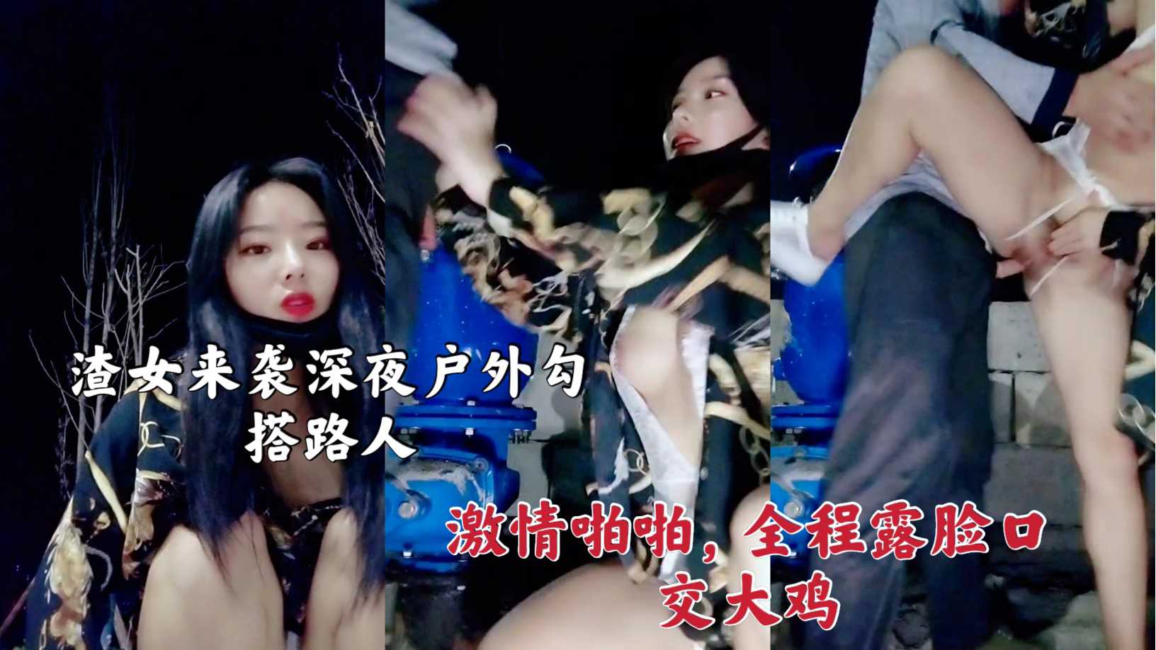 渣女来袭深夜户外勾搭路人激情啪啪全程露脸口交大鸡巴衣服都没脱就干上了